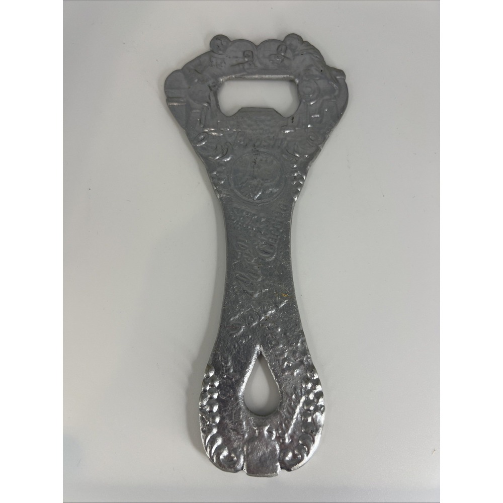 Vintage Aluminum 8" Novelty Bottle Opener Toasts in Multiple Languages